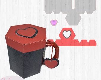 Boîte cadeau mug ronde avec couvercle svg, mug 11 0zz, modèle de boîte cadeau en papier, boîte cadeau svg, emballage cadeau Cricut svg