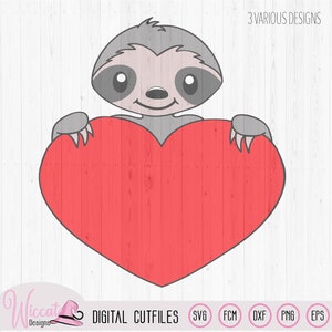 Valentine sloth pun, I love you a sloth quote, Sloth with heart digital cut file, holiday svg, vinyl craft, scanncut file, Cricut svg image 3