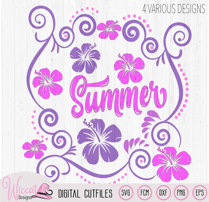 Summer hibiscus beach file, quote cut file, flower Bag svg, cricut swirl file, vinyl cut file, pillow design svg, girls gift svg, Scanncut image 4