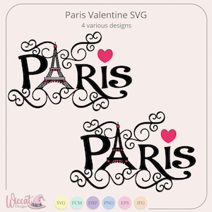 Paris Doodle SVG, Eiffel Tower Love Heart, Cut File for Cricut, Silhouette (Digital Download) image 6
