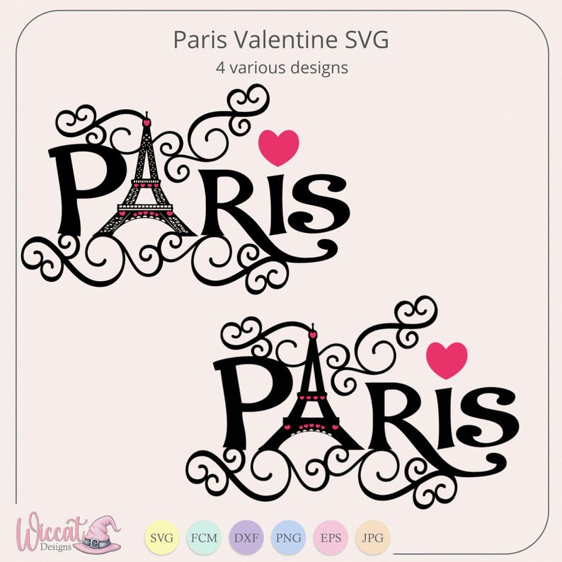 Paris Doodle SVG, Eiffel Tower Love Heart, Cut File for Cricut, Silhouette (Digital Download) image 6