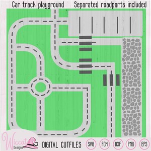 Pista de coches SVG, diseño de mapa de carreteras para juegos infantiles (descarga digital)