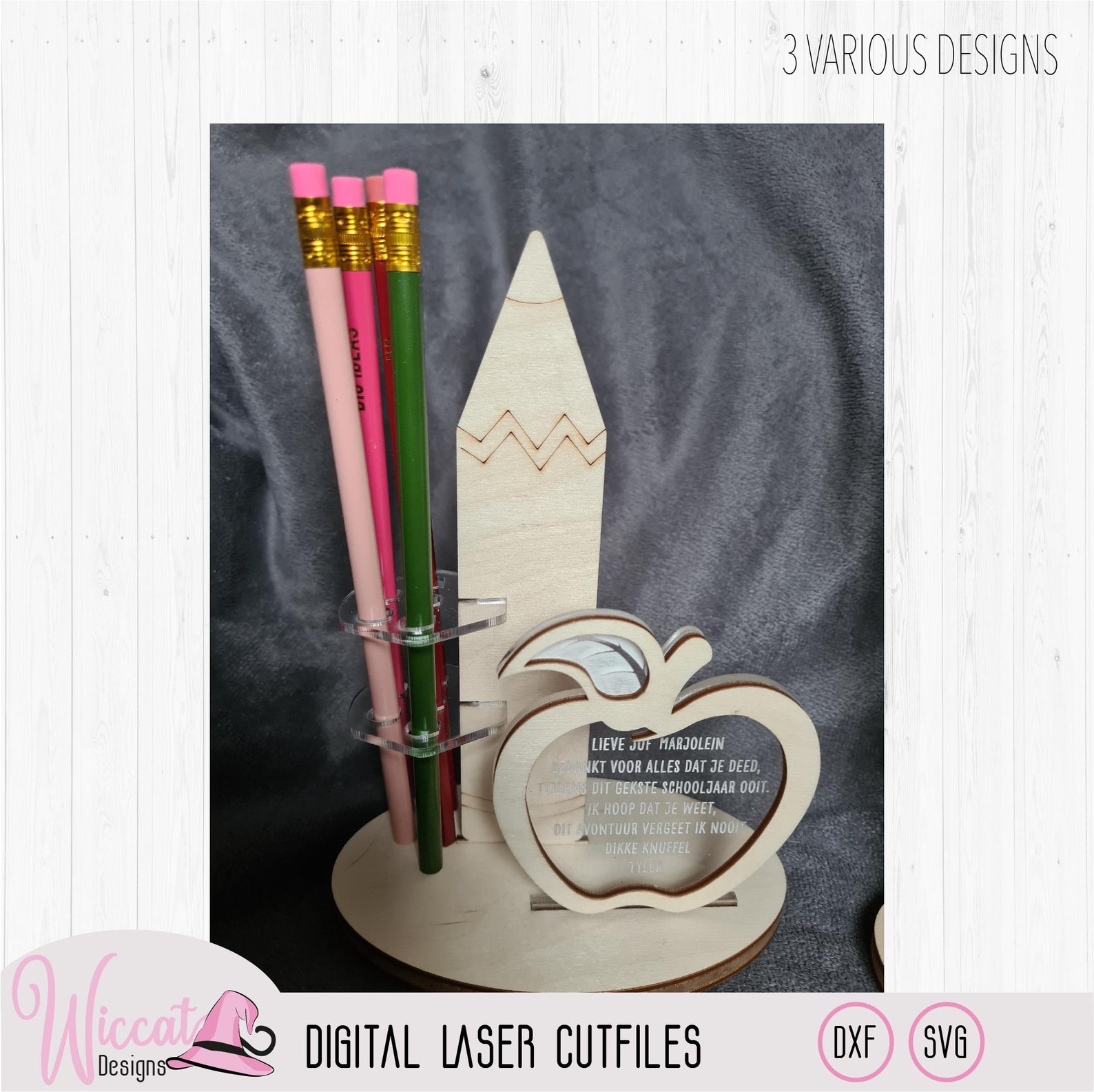 Pencil Holder Teacher Gift, Laser Cut, Apple Pencil Holder, Last Day of