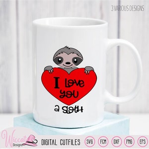 Valentine sloth pun, I love you a sloth quote, Sloth with heart digital cut file, holiday svg, vinyl craft, scanncut file, Cricut svg image 9