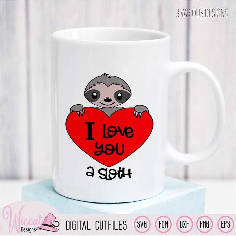 Valentine sloth pun, I love you a sloth quote, Sloth with heart digital cut file, holiday svg, vinyl craft, scanncut file, Cricut svg image 9