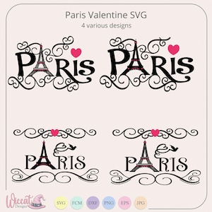 Paris Doodle SVG, Eiffel Tower Love Heart, Cut File for Cricut, Silhouette (Digital Download) image 3