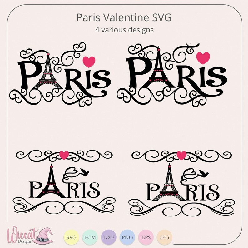 Paris Doodle SVG, Eiffel Tower Love Heart, Cut File for Cricut, Silhouette (Digital Download) image 3