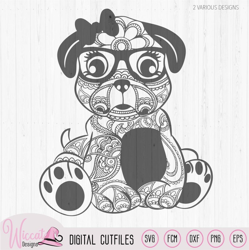 Download Paisley hipster Girl pug svg doodle dog svg zentangle pug ...