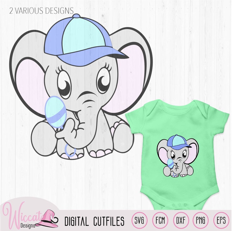 Download Baby boy Elephant with cap and rattle nursery animal svg ...