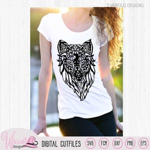 Mandala Wolf SVG: Diseño Zentangle, archivo para Cricut/Plotter