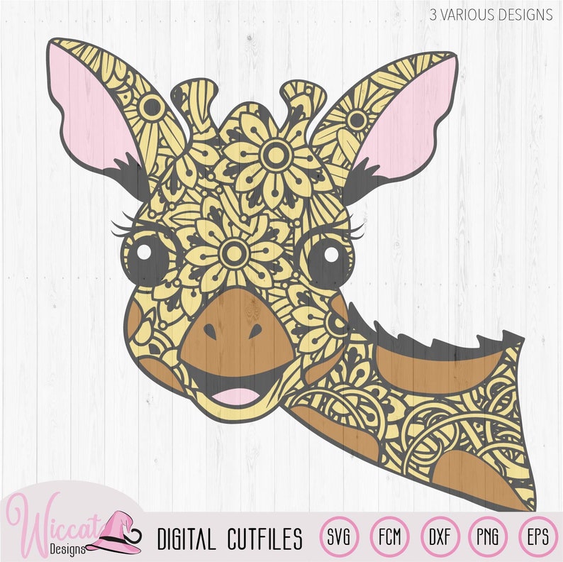 Download Funny Zentangle Giraffe mandala animal svg flower doodle ...