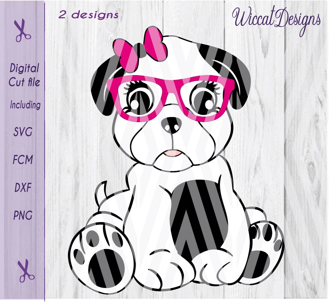 Download Girl dog Pug girl svg girly pug svg glasses svg dog svg | Etsy