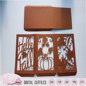 Plantilla de farol de otoño, hojas de calabaza recortadas (SVG, DXF, FCM) imagen 5