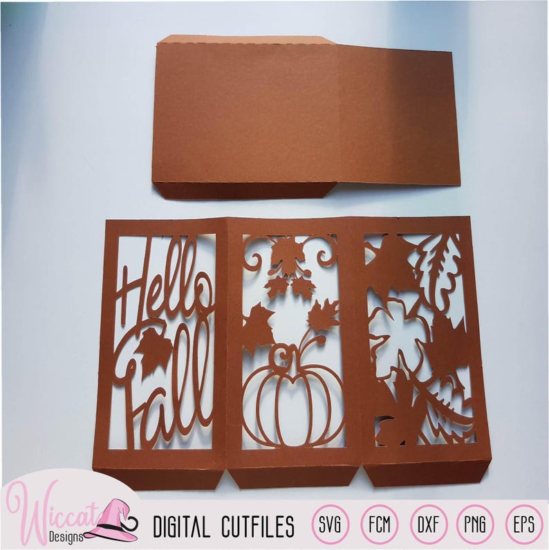 Plantilla de farol de otoño, hojas de calabaza recortadas (SVG, DXF, FCM) imagen 5