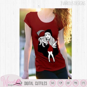 Girl Grim reaper svg, death with scythe svg, skeleton svg, skull svg, Female reaper, girls halloween, digital svg file