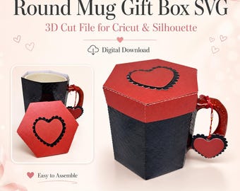 Mug Gift Box SVG Template with Lid, Favor Box, Cricut (Digital Download)