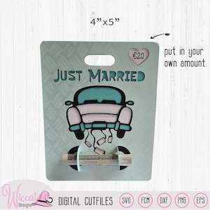 Tarjeta de dinero de boda para recién casados, artesanía de papel 3D SVG