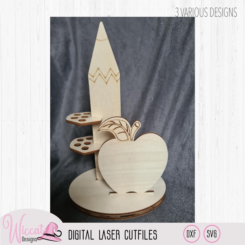 Pencil Holder Teacher Gift Laser Cut Apple Pencil Holder Etsy