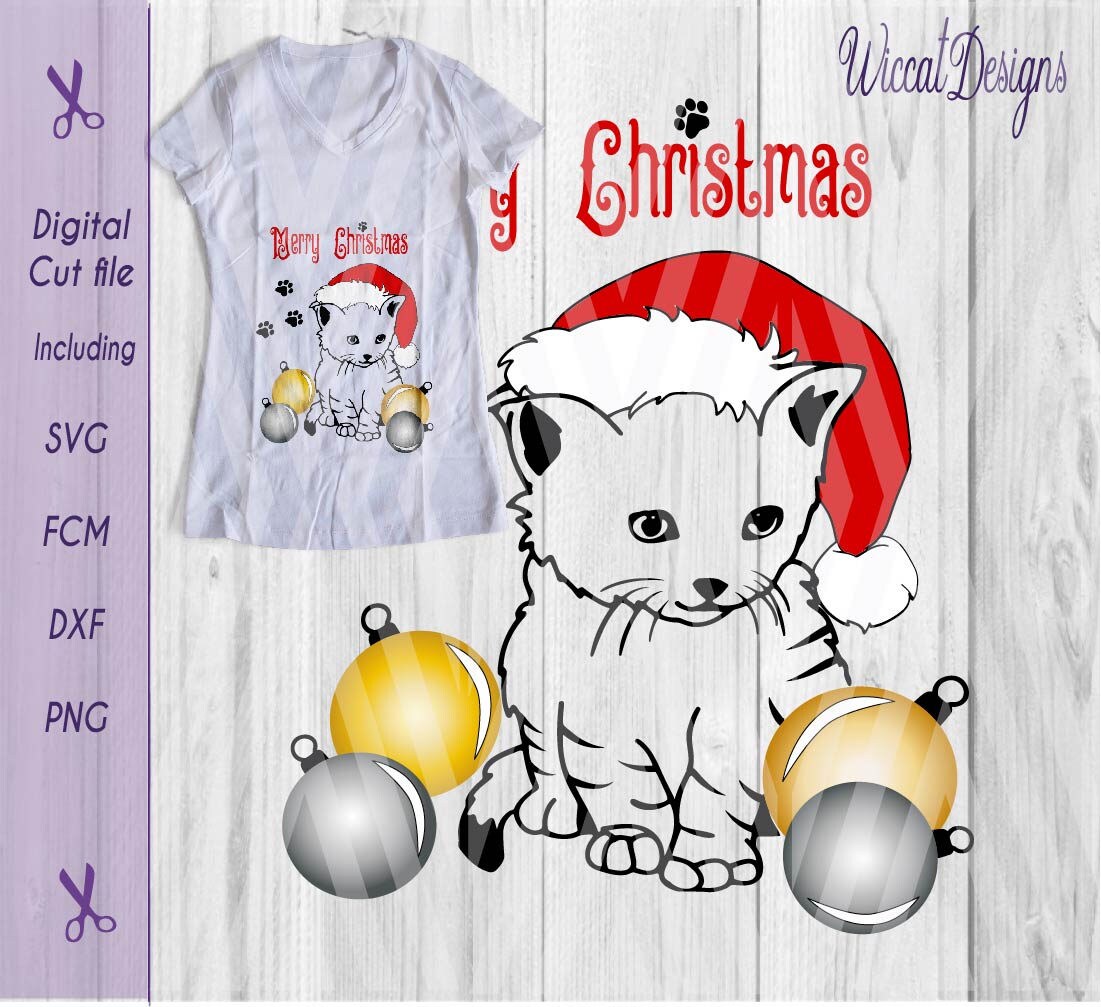 Christmas cat svg cats svg Ornament svg Christmas files | Etsy