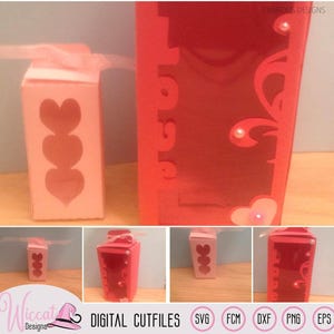 Wine Glass Gift Box: Paper Craft Template (Small Tall, Window Cutout)