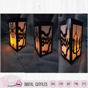 Halloween Lantern Bundle Svg Pumpkin and Leaves Halloween - Etsy