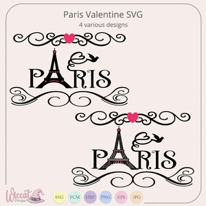 Paris Doodle SVG, Eiffel Tower Love Heart, Cut File for Cricut, Silhouette (Digital Download) image 4