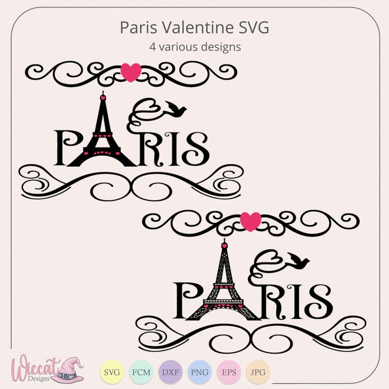 Paris Doodle SVG, Eiffel Tower Love Heart, Cut File for Cricut, Silhouette (Digital Download) image 4