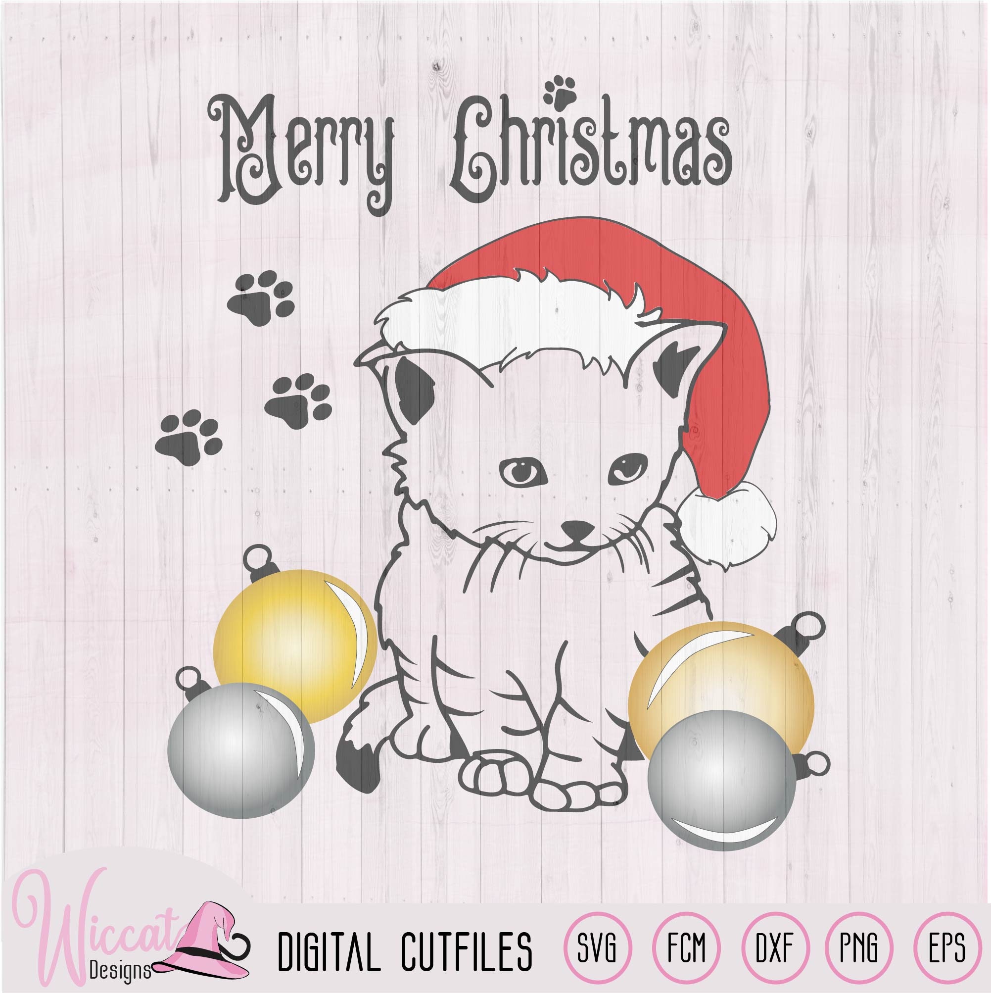 Kitten met kerstmuts Kerst kat svg kerstbal svg FCM Etsy Nederland