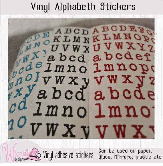 Old Typewriter Alphabet, Small Letter Stickers in Different Color