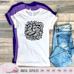 Mermaid Dolphin Tattoo Design SVG: Tribal Cut File (Digital Download)