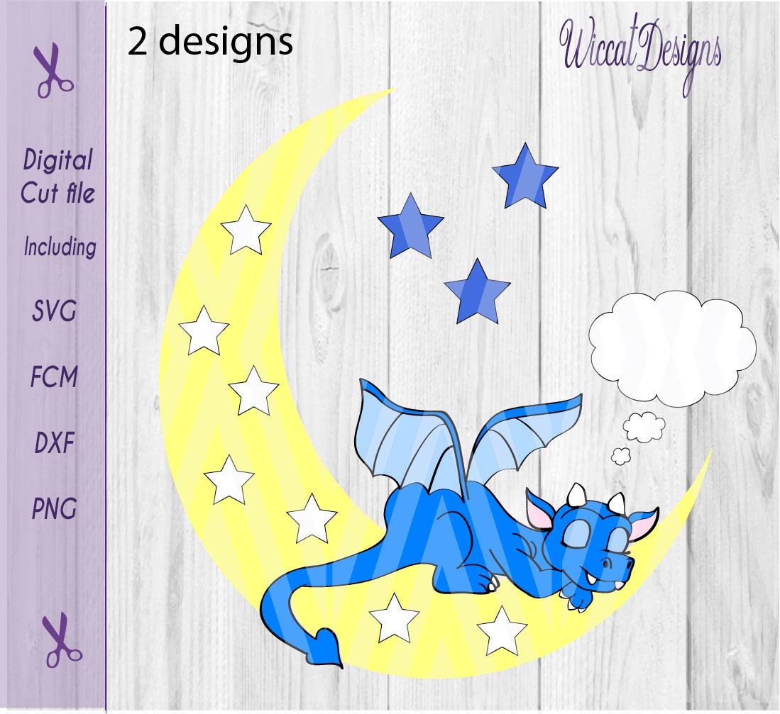 Download Dragon on the moon baby dragon svg Nursery dragon baby | Etsy