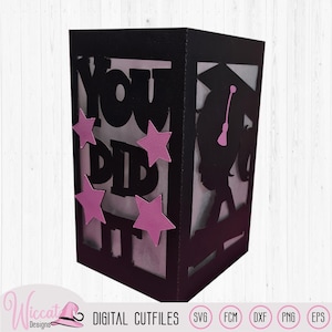 Geslaagd lantaarn template, Papieren lantaarn, geslaagd decoratie, scanncut,  digitaal bestand
