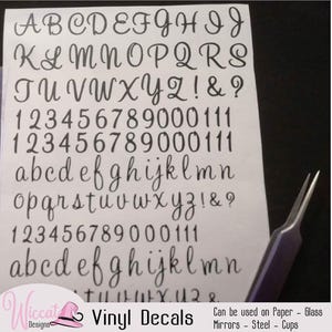 Swirl Alphabet-Vinyl-Aufkleber, kleine Buchstaben, Zahlen, DIY Handwerk