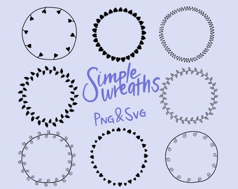 Download SIMPLE WREATHS hand-drawn wreaths doodle clipart floral | Etsy