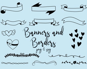 BANNERS and BORDERS CLIPART, clip art, cute, doodles, vector clipart, clipart, doodle clipart, hand-drawn clipart, banners, labels, borders