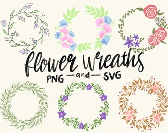FLORAL WREATHS, hand-drawn wreaths, doodle clipart, drawn wreaths, png, svg, vector wreaths, wedding, cute wreaths, wreaths, flower frame