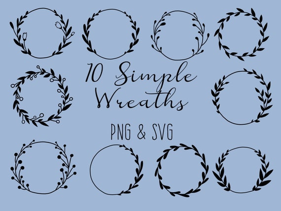 Download SIMPLE WREATHS hand-drawn wreaths doodle clipart floral | Etsy