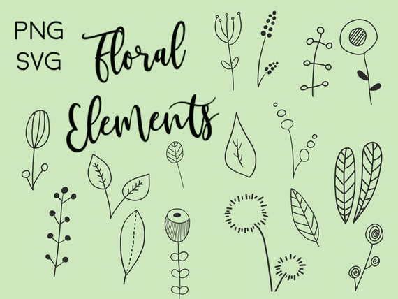 Download 16 Floral Leaf Clipart Foliage Vector Svg Png Doodle Clip Etsy