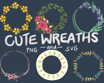 FLORAL WREATHS, hand-drawn wreaths, doodle clipart, drawn wreaths, png, svg, vector wreaths, wedding, cute wreaths, wreaths, flower frame
