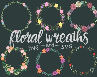 FLORAL WREATHS, hand-drawn wreaths, doodle clipart, drawn wreaths, png, svg, vector wreaths, wedding, cute wreaths, wreaths, flower frame