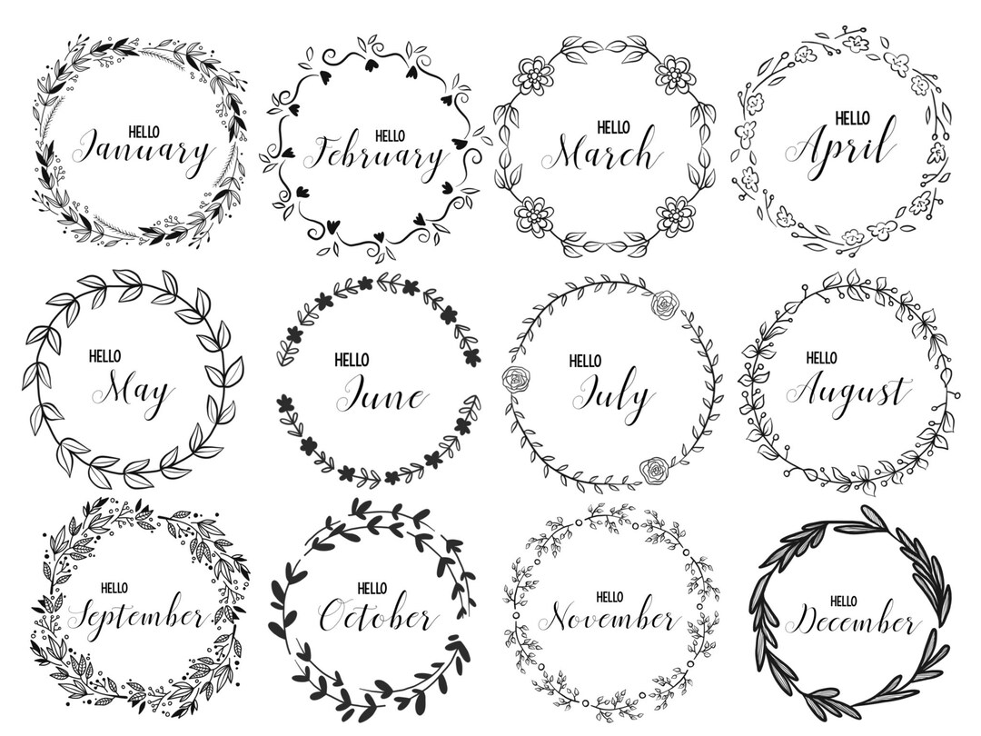 JOURNAL MONTHLY COVERS Wreath Monthly Bullet Journal Etsy