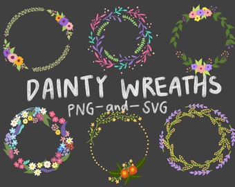 FLORAL WREATHS, hand-drawn wreaths, doodle clipart, drawn wreaths, png, svg, vector wreaths, wedding, cute wreaths, wreaths, flower frame