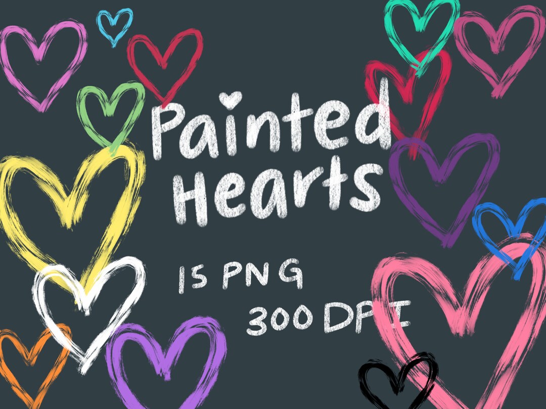 PAINTED HEART CLIPART Watercolor Hearts Clipart Cute Etsy