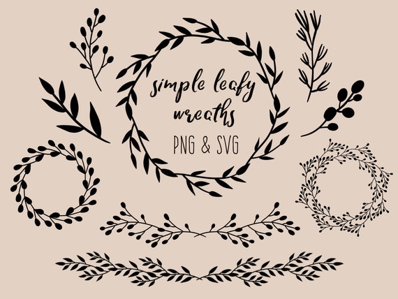 Download Simple Leafy Wreaths Hand Drawn Wreaths Doodle Clipart Etsy