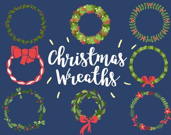 CHRISTMAS WREATHS, hand-drawn wreaths, doodle clipart, floral wreaths, rustic, drawn wreaths, png, svg, vector wreaths, christmas, clipart