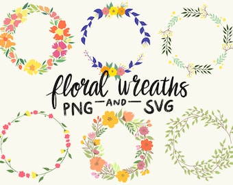 FLORAL WREATHS, hand-drawn wreaths, doodle clipart, drawn wreaths, png, svg, vector wreaths, wedding, cute wreaths, wreaths, flower frame