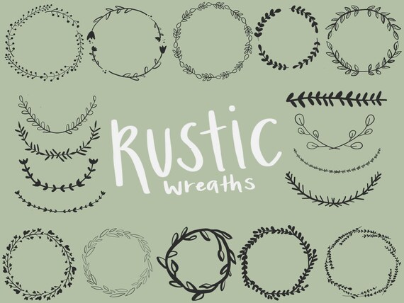 Download FLORAL WREATHS hand-drawn wreaths doodle clipart floral | Etsy