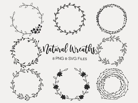Download Floral Wreaths Hand Drawn Wreaths Doodle Clipart Floral Etsy