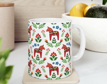 Swedish Dala Horse Red Ceramic Mug, 11oz