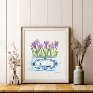 Delft Pot with Crocuses Fine Art Print